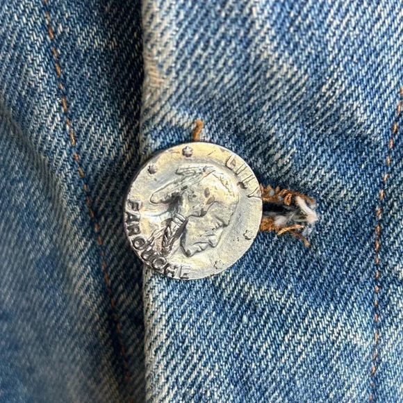 Lily Farouche ReWorked Hand Painted Corvette Stingray Denim Jacket Art t… - Picture 8 of 12